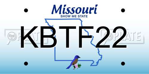 KBTF22 Missouri License Plate
