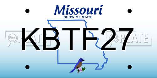 KBTF27 Missouri License Plate