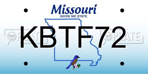KBTF72 Missouri License Plate