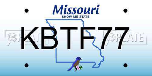 KBTF77 Missouri License Plate