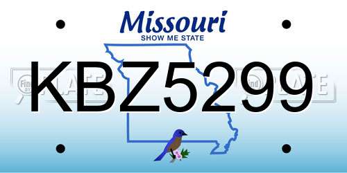 KBZ5299 Missouri License Plate