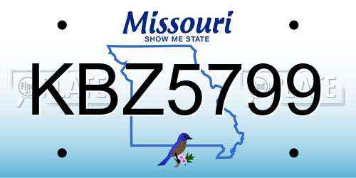KBZ5799 Missouri License Plate