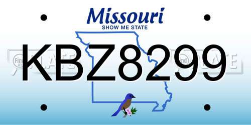 KBZ8299 Missouri License Plate
