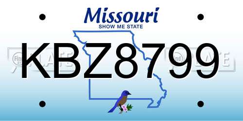 KBZ8799 Missouri License Plate