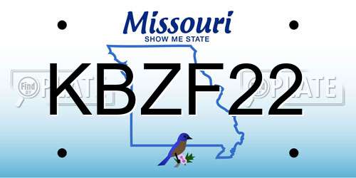 KBZF22 Missouri License Plate