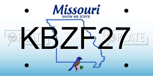 KBZF27 Missouri License Plate