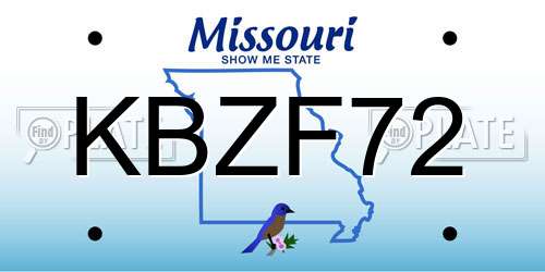 KBZF72 Missouri License Plate