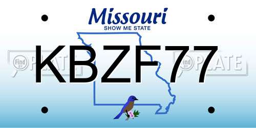 KBZF77 Missouri License Plate