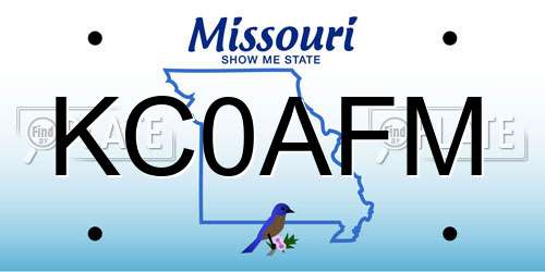 KC0AFM Missouri License Plate