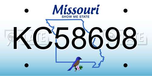 KC58698 Missouri License Plate