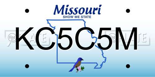 KC5C5M Missouri License Plate