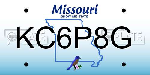KC6P8G Missouri License Plate