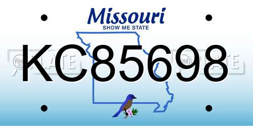 KC85698 Missouri License Plate