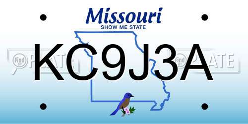 KC9J3A Missouri License Plate