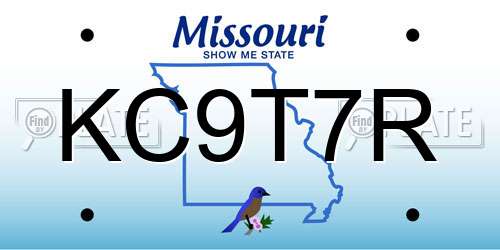 KC9T7R Missouri License Plate