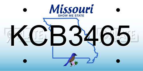 KCB3465 Missouri License Plate