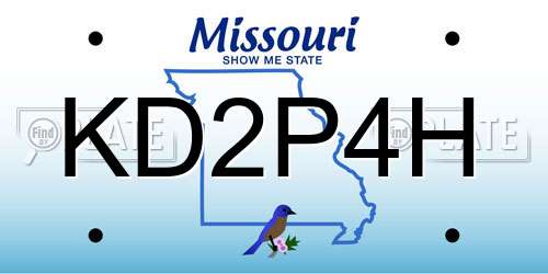 KD2P4H Missouri License Plate
