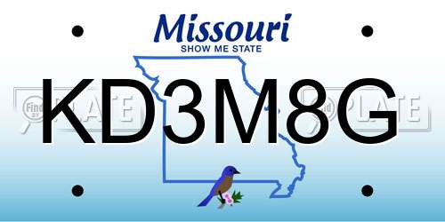 KD3M8G Missouri License Plate