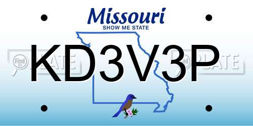 KD3V3P Missouri License Plate