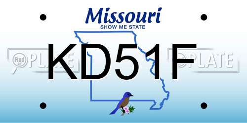KD51F Missouri License Plate