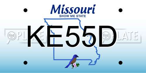 KE55D Missouri License Plate