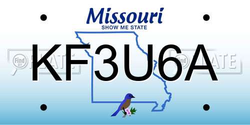 KF3U6A Missouri License Plate