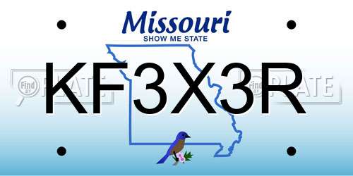KF3X3R Missouri License Plate