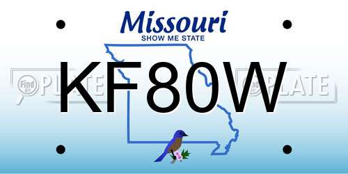 KF80W Missouri License Plate