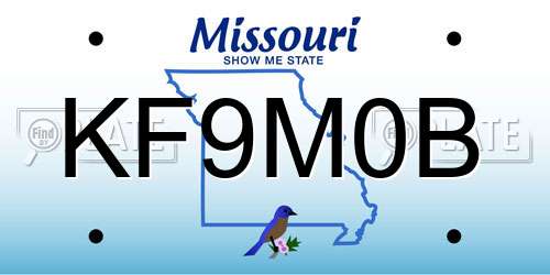 KF9M0B Missouri License Plate