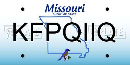 KFPQIIQ Missouri License Plate