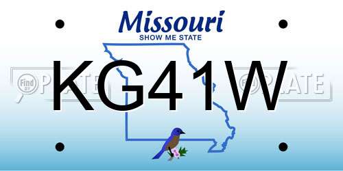 KG41W Missouri License Plate