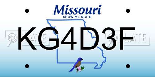 KG4D3F Missouri License Plate