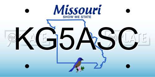 KG5ASC Missouri License Plate