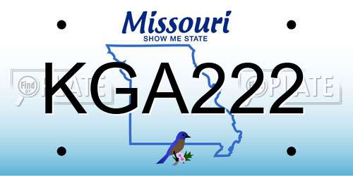 KGA222 Missouri License Plate