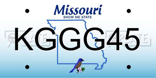 KGGG45 Missouri License Plate