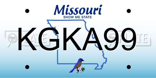 KGKA99 Missouri License Plate