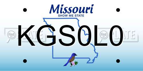 KGS0L0 Missouri License Plate