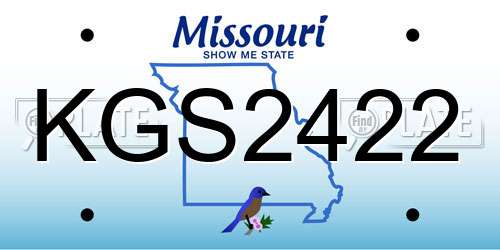 KGS2422 Missouri License Plate