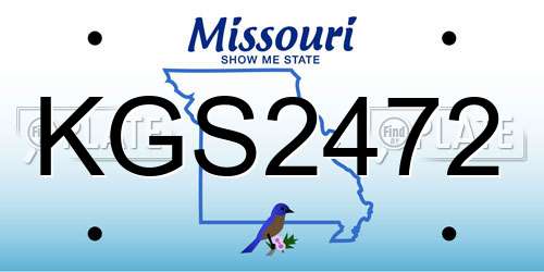 KGS2472 Missouri License Plate