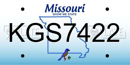 KGS7422 Missouri License Plate