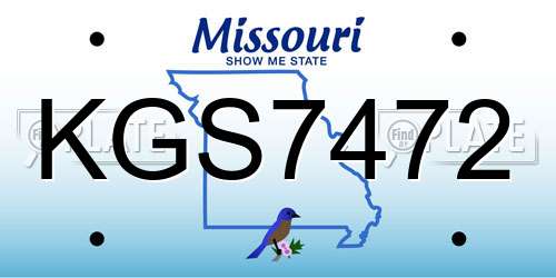 KGS7472 Missouri License Plate