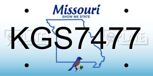KGS7477 Missouri License Plate