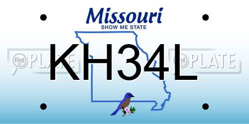KH34L Missouri License Plate