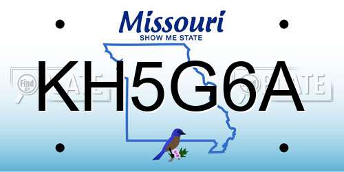 KH5G6A Missouri License Plate