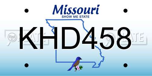 KHD458 Missouri License Plate