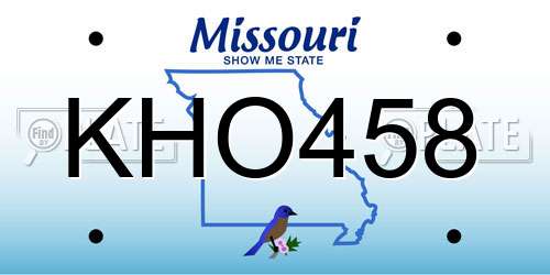 KHO458 Missouri License Plate