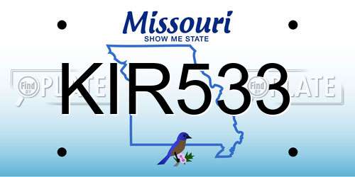 KIR533 Missouri License Plate