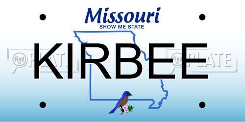 KIRBEE Missouri License Plate