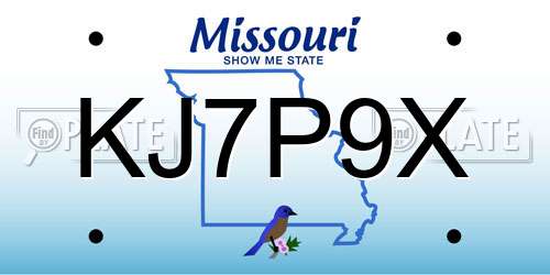 KJ7P9X Missouri License Plate