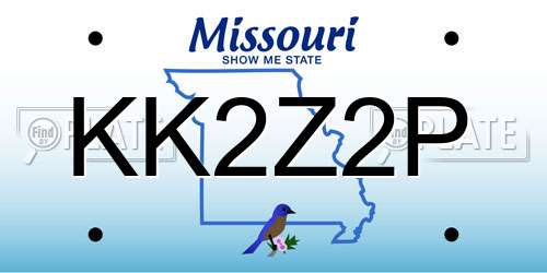 KK2Z2P Missouri License Plate